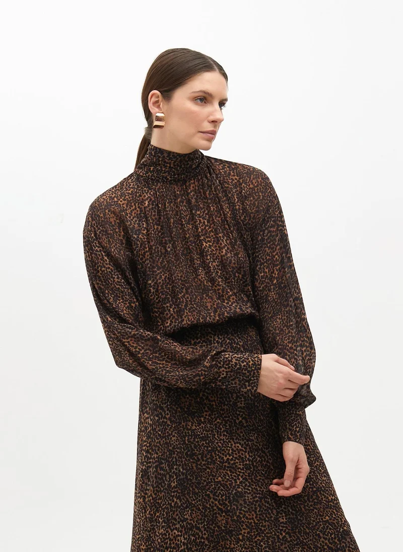 Lola Casademunt Animal Print High Neck Dress